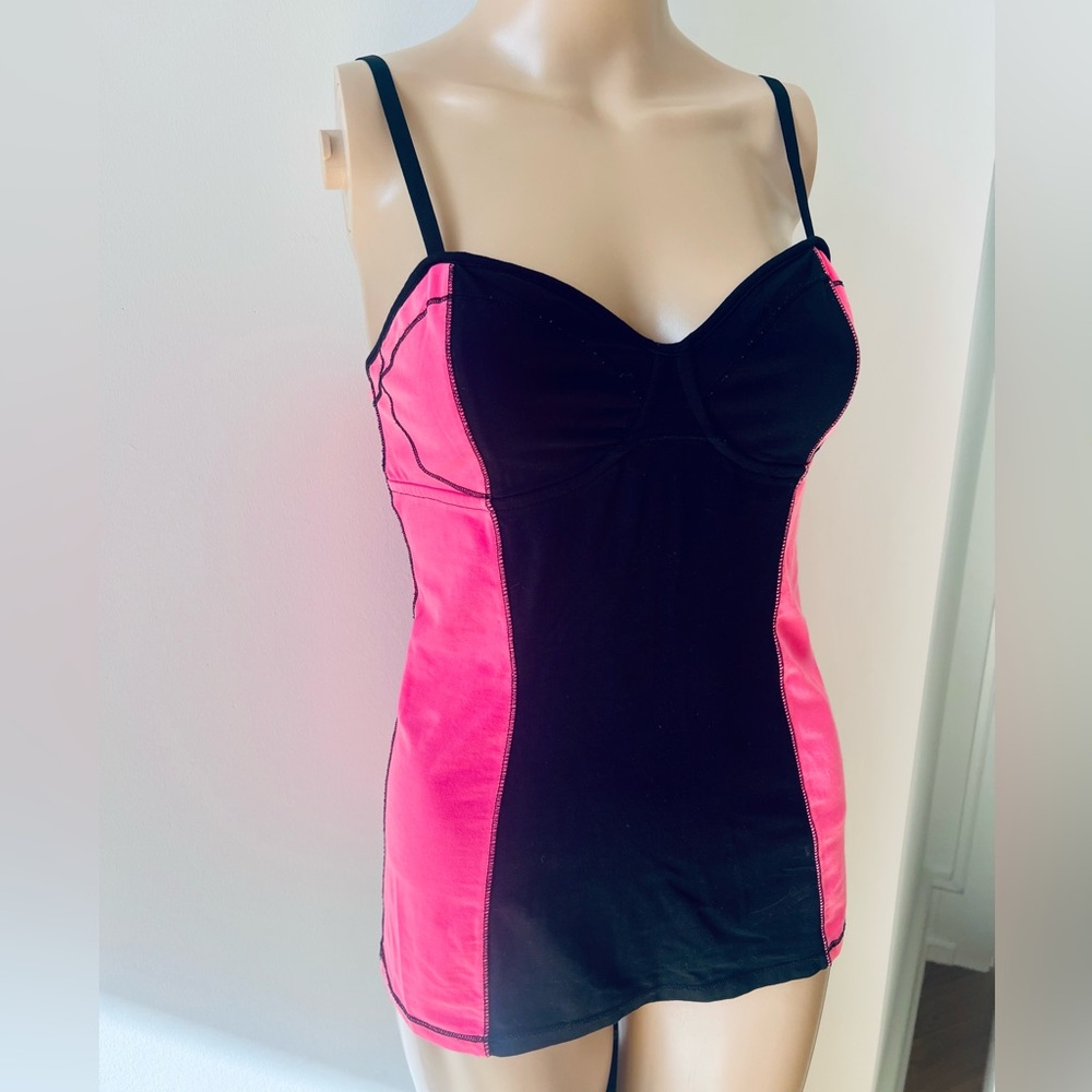 Talula Black & Hot Pink Paneled Top